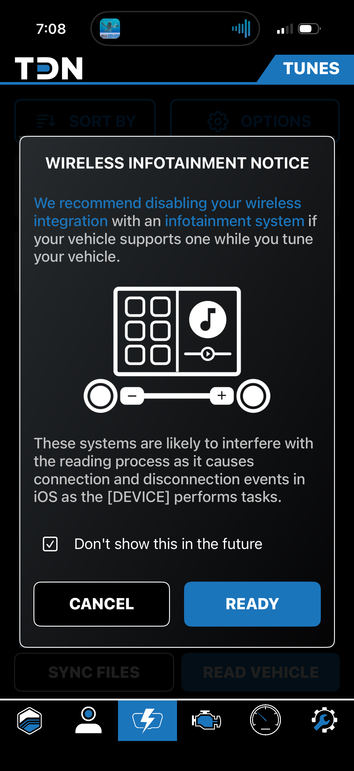 Wireless infotainment notice